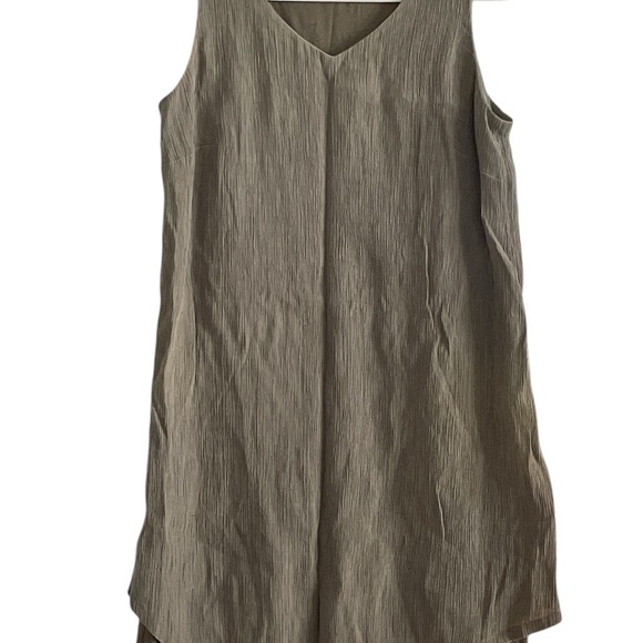 purejill Dresses & Skirts - Purejill Olive Green Asymmetrical Sleeveless V-Neck Dress